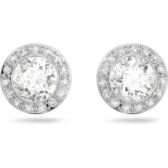 Crystal Stud Earrings Clear Sparkly Rhodium Plated Small Gift Jewelry Box